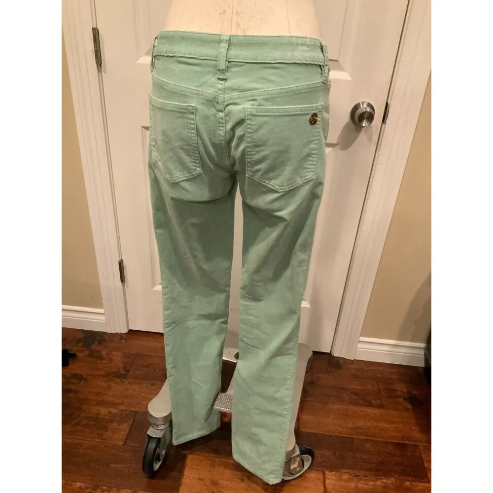 Tory Burch Light Green Ivy Super Skinny Corduroy Pants, Size 26, NWT! $195